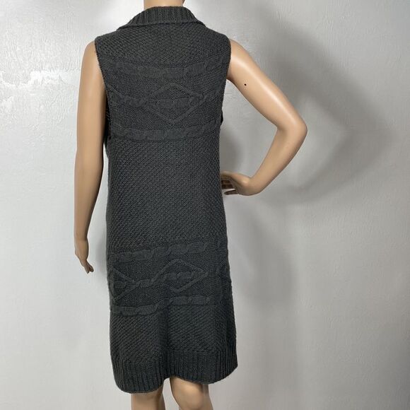 Marble Gray Mohair Blend Longline Button Closure Vest - Picture 6 of 11